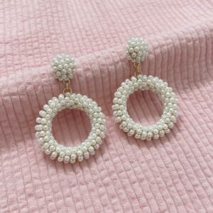 Pearl Beaded Circle Earrings